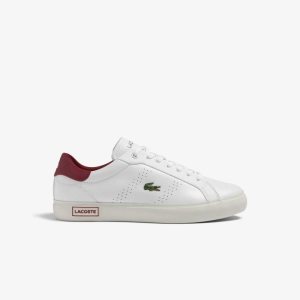 Lacoste Powercourt 2.0 δερματινα Heel Pop ασπρα κοκκινα | GY9264135