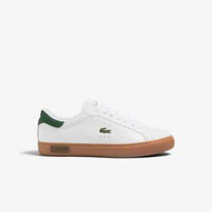 Lacoste Powercourt δερματινα Heel Pop ασπρα | OE8607391