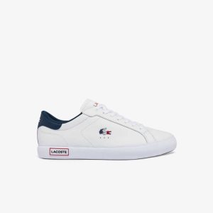 Lacoste Powercourt δερματινα Tricolor ασπρα μπλε κοκκινα | DG0632158