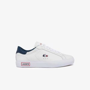 Lacoste Powercourt δερματινα Tricolor ασπρα μπλε κοκκινα | VW3815427