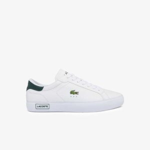 Lacoste Powercourt δερματινα ασπρα σκούρο πρασινο | AN3598642