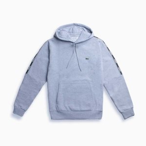 Lacoste Print Band Κουκουλοφόρος Fleece γκρι | UN2430691