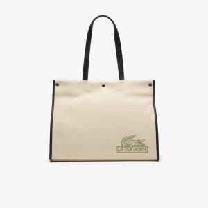 Lacoste Print Front Tote Μπεζ | HN6824130