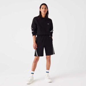 Lacoste Printed Bands Brushed Fleece μαυρα | KW2810659