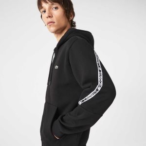 Lacoste Printed Bands Κουκουλοφόρος Zip μαυρα | EG0269173