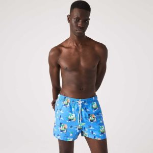 Lacoste Printed Built-In Mesh Boxer μπλε ασπρα | NL2968410