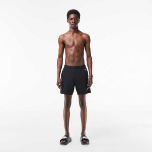 Lacoste Recycled Polyamide Colorblock μαυρα ασπρα | QL6175924