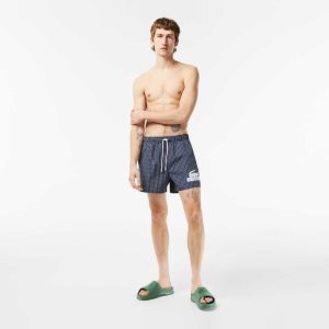 Lacoste Recycled Polyester Checked σκουρο μπλε μπλε ασπρα | ZO1052389