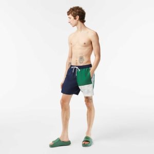 Lacoste Recycled Polyester Colorblock σκουρο μπλε μπλε πρασινο ασπρα | HQ6985103
