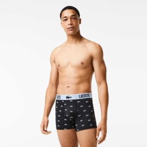 Lacoste Recycled Polyester Jersey Trunk 3-Pack μαυρα σκούρο γκρι ασπρα | QA8460725