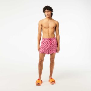 Lacoste Recycled Polyester Print κοκκινα ασπρα | RL9715236