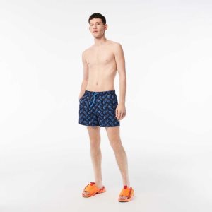 Lacoste Recycled Polyester Print σκουρο μπλε μπλε μπλε | ZN2456791