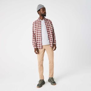 Lacoste Regular Fit Check Print Flannel ασπρα κοκκινα σκουρο μπλε μπλε | GW1304527