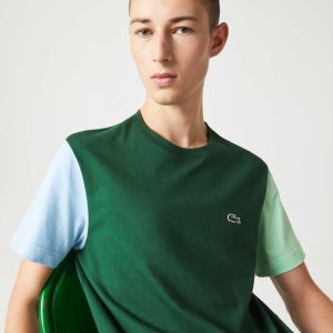 Lacoste Regular Fit Colorblock βαμβακερα Jersey πρασινο μπλε ανοιχτο πρασινο | FQ5201638