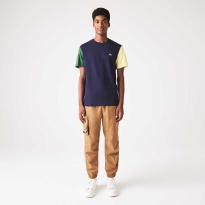 Lacoste Regular Fit Colorblock βαμβακερα Jersey σκουρο μπλε μπλε πρασινο κίτρινα | QV5241786