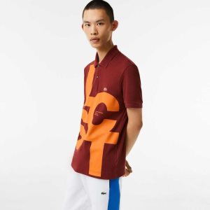 Lacoste Regular Fit Contrast Lettering Petit Pique μπορντο | BH1362850