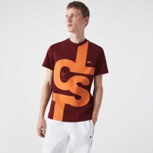 Lacoste Regular Fit Contrast Lettering βαμβακερα μπορντο | UI7082165