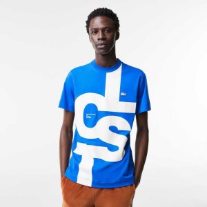 Lacoste Regular Fit Contrast Lettering βαμβακερα μπλε | XS9427013