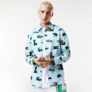 Lacoste Regular Fit Crocodile Print μπλε ασπρα | CP0273815