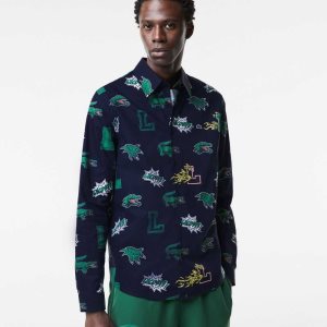 Lacoste Regular Fit Crocodile Print σκουρο μπλε μπλε ασπρα | LI5394612