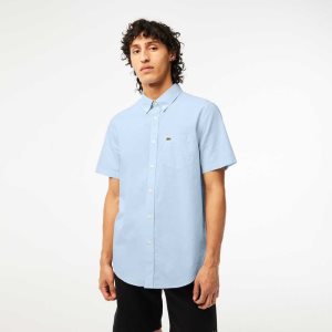 Lacoste Regular Fit Gingham Check ασπρα μπλε | IM9840216