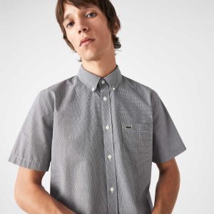 Lacoste Regular Fit Gingham Check ασπρα σκουρο μπλε μπλε | OT9351240