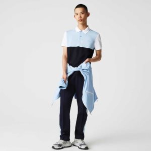 Lacoste Regular Fit Light Αναπνεύσιμος Colorblock Pique σκουρο μπλε μπλε ανοιχτο μπλε ασπρα | EA8350742
