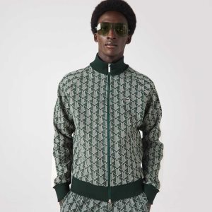 Lacoste Regular Fit Monogram Print Zip πρασινο Μπεζ | SO5326908