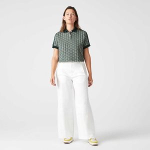 Lacoste Regular Fit Monogram Print πρασινο Μπεζ | EQ6098315
