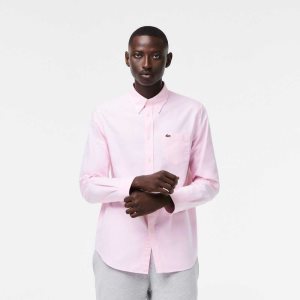 Lacoste Regular Fit Oxford βαμβακερα ανοιχτο ροζ | RG8039516
