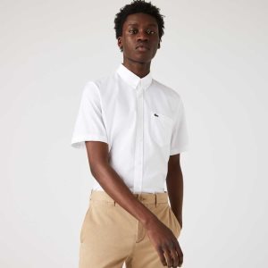 Lacoste Regular Fit Oxford βαμβακερα ασπρα | SK4057382