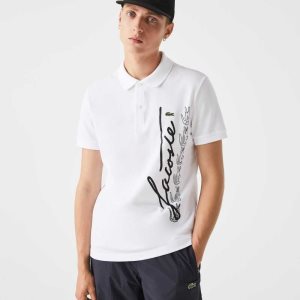 Lacoste Regular Fit Signature βαμβακερα Pique ασπρα | GT5470623