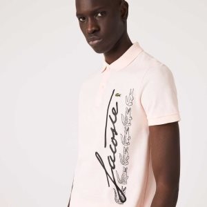 Lacoste Regular Fit Signature βαμβακερα Pique ανοιχτο ροζ | KO6231785