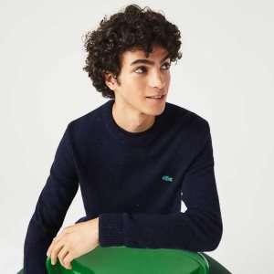 Lacoste Regular Fit Speckled Print Μαλλί Jersey σκουρο μπλε μπλε | CT6027513