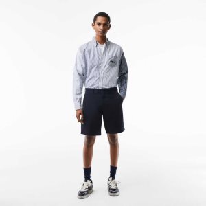 Lacoste Regular Fit Stretch Organic βαμβακερα Bermuda σκουρο μπλε μπλε | ZW9580413