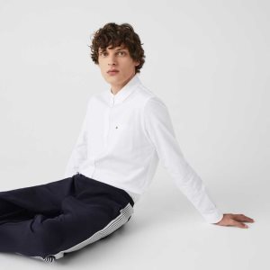 Lacoste Regular Fit βαμβακερα Oxford ασπρα | AZ0218543
