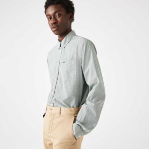 Lacoste Regular Fit βαμβακερα Poplin ασπρα πρασινο | JT3462589