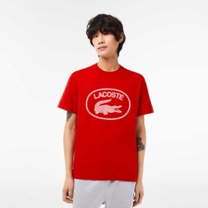 Lacoste Relaxed Fit Branded βαμβακερα κοκκινα ροζ | SF0561378