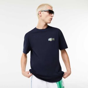 Lacoste Relaxed Fit Comic Effect Badge σκουρο μπλε μπλε | AK2964570