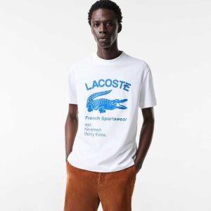 Lacoste Relaxed Fit Crocodile ασπρα | EY1243079