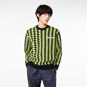 Lacoste Relaxed Fit Jacquard μαυρα κίτρινα | YA8217059