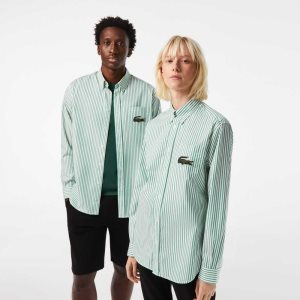 Lacoste Relaxed Fit Large Crocodile βαμβακερα ασπρα πρασινο | EJ9830417