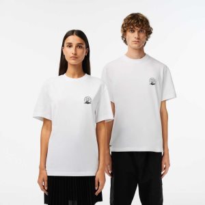 Lacoste Relaxed Fit Organic βαμβακερα Jersey ασπρα | MA9375260