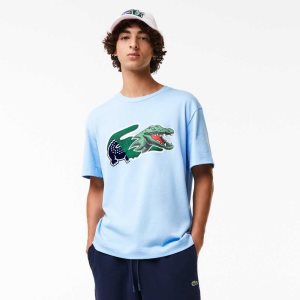 Lacoste Relaxed Fit Oversized Crocodile μπλε | KZ1083276