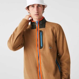 Lacoste Relaxed Fit Polar Fleece Zip καφε Χακί πρασινο | PY3079124