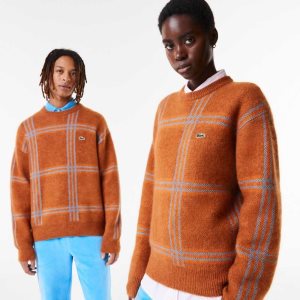 Lacoste Relaxed Fit Tartan Pattern Μαλλί Blend καφε μπλε πορτοκαλι | QC3716084