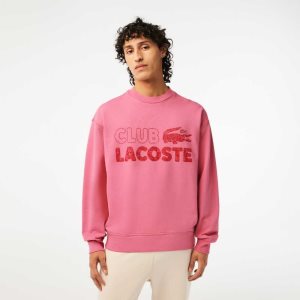Lacoste Round Neck Loose Fit Vintage Print ροζ | DL4829763