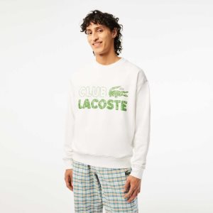 Lacoste Round Neck Loose Fit Vintage Print ασπρα | EA6483970