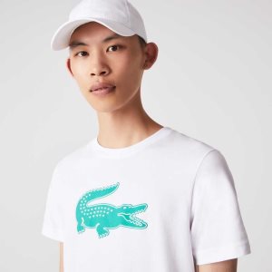 Lacoste SPORT 3D Print Crocodile Αναπνεύσιμος Jersey ασπρα πρασινο | CE7946538
