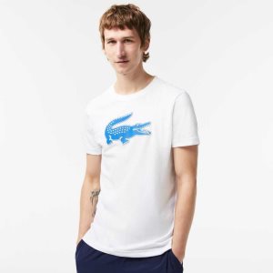 Lacoste SPORT 3D Print Crocodile Αναπνεύσιμος Jersey ασπρα μπλε | GW9508742